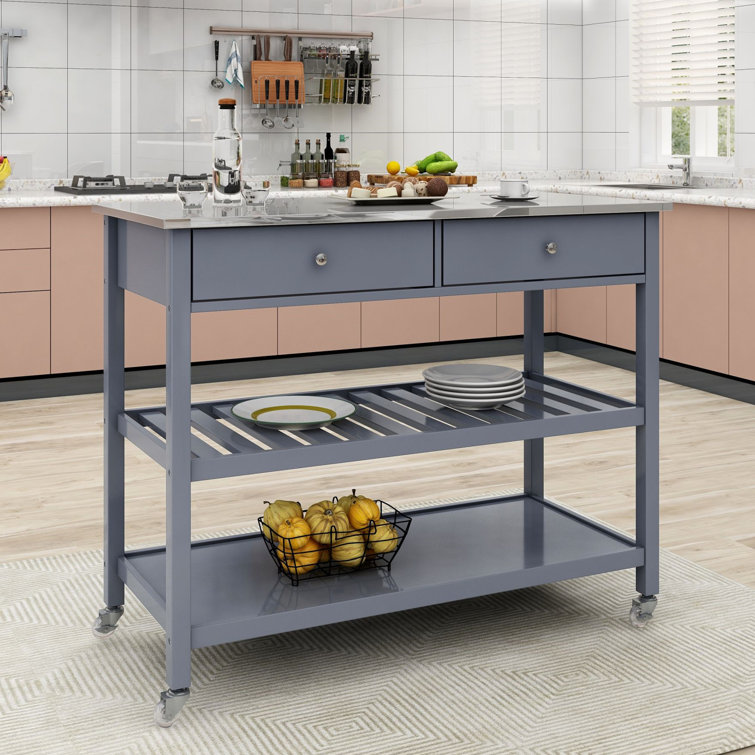 Latitude Run® Arran 43.35'' Wide Rolling Kitchen Cart with ...